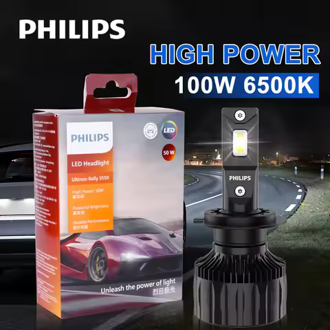 Philips Ultinon Rally 3550 LED H4 H7 H11 HB3/4 H18 H19 HIR2 Car Headlight 6500K White Max Power 100W