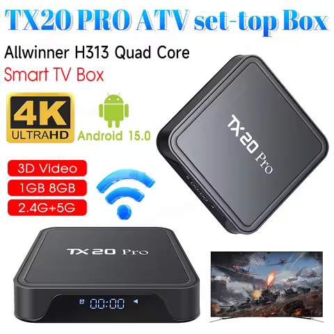 TX20 PRO Android 15.0 Media Player Smart TV Box Allwinner H313 Quad Core 4K HD Dual WIFI BT5.2 Set T