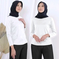 kaos manset polos wanita lengan panjang /kaos dalaman polos wanita bahan spandek rayon/leher tinggi/bukan bahan licin