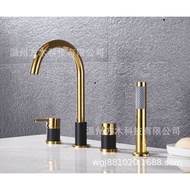 HY-D Copper Split Faucet Vertical 4 PCs Set Bathtub Faucet Four-Hole Shower Head Black Chrome Gold Brushed Gold E7Z7