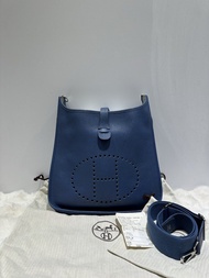 👜Hermes Evelyne 33 Blue PHW Stamp X 愛馬仕 Evelyne 33 藍色銀扣 X刻