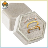 SUERHD 3 Slots, Velvet Jewelry Ring Box, Proposal Box Women