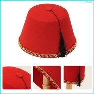 Nan Fringed Fez Hat Traditional Moroccan Tarboosh Hat Fez Caps for Ethnic Gathering