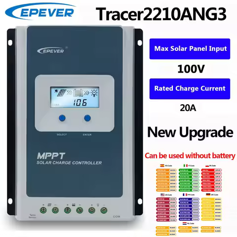 EPEVER 10A Tracer2210ANG3 Tracer3210ANG3 Tracer4210AN G3 Max PV Input 100V 20A MPPT Solar Charge Con