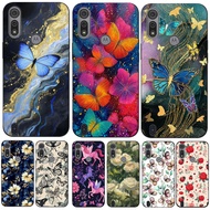 For Motorola Moto E6S E6i Case Phone Cover Protective Soft Silicone Black Tpu Case betterfly flower 