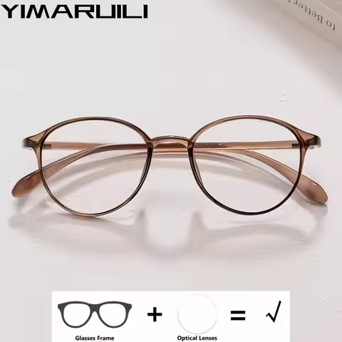 YIMARUILI Retro Round Optical Prescription Glasses Women Myopia Hyperopia Progressive Eyewear Men An