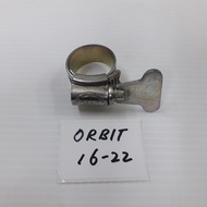 (1pcs ORBIT 16-22) (16mm~22mm Range) Butterfly Worm Type Stainless Steel Hose Pipe Clamp Clip / Kunc