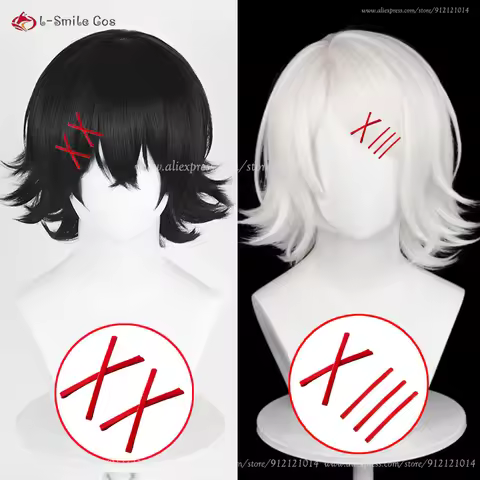 Anime Juzo Suzuya Cosplay Wig 35cm Short Black/White Unisex Wigs Hairpins Heat Resistant Synthetic H
