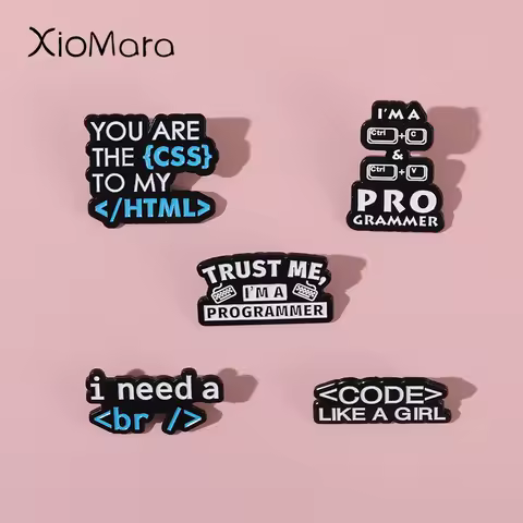 You Are The CSS To My HTML Enamel Pins Trust Me Programmer Text Number Code Brooches Lapel Badges Je