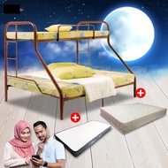 [ FREE 1 X RM99 KING KOIL PILLOW ] Queen + Single Double Decker Bunk Metal Bedframe With Queen Spring Mattress &amp; Single