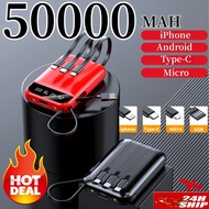 Mini powerbank 50000mah powerbank built 4 cable and with LED display powerbank