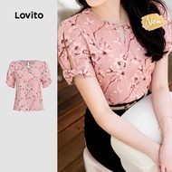 (New Arrival) Lovito Elegant Blouse Cut Out Spring/summer Pink Blouse for Women L198ED539 Lovito Bla