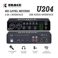 BOMGE U204 USB Audio Interface สำหรับบันทึกเพลงบน PC 2x2 Guitar Audio Interface สำหรับ Mac 32 บิต/19