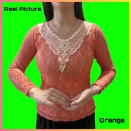 baju atasan wanita brukat gereja kekinian terbaru tunik korea hitam - orange allsize s-l