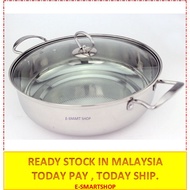 🏠30CM / 32cm Keluli Tahan Karat Periuk Panas Periuk Memasak Sup Dengan Penutup Kaca