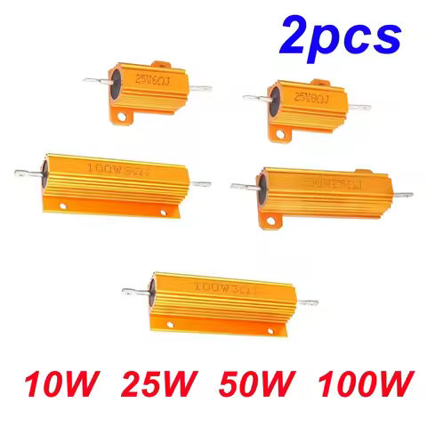 2PCS 10W 25W 50W 100W Aluminum Power 0.1~1K ohm Metal Shell Case Wirewound Resistor Resistance Load 