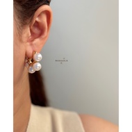 HOOPS D3W Elegant gold pearl hoop earrings, Korean fashion accessories for women, stud earrings AS D
