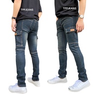 JEANSEXPRESS Cargo Jeans Skinny Side Bag Stretch Comfortable To Wear Zipper Target Size 28-36 Cash O