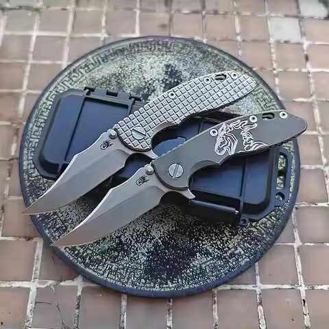JUFULE 3" Cryo Vg10 Blade Hinderer XM18 Folding Knife Titanium Ceramic Bearing Tactical Pocket Camp