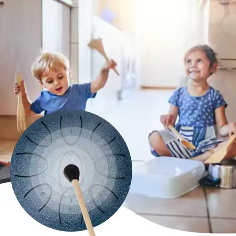 4 Inches Steel Tongue Drum 9-Note Portable Rain Drum with Drum Mallet Outdoor Chakra Drum for Percus
