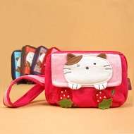 Korean Cat TikTok Cute Four-Layer Coin Purse Pure Cotton Patchwork Mobile Phone Bag Women's Handbag Key Handbag