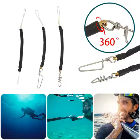 Rubber Speargun Shock Cord with Snap Swivel/Pigtail Swivel Spear Shockcord Spear Fishing Equipment f