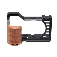 Camera Cage with Wooden Aluminum Alloy Camera Cage for Sony A7C A7 C