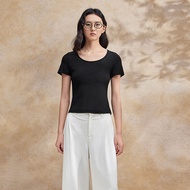 เสื้อยืดแขนสั้นทรงสลิมฟิตสำหรับผู้หญิงในช่วงฤดูร้อนปี 2024 เสื้อผ้าทำงานแขนสั้นคอตตอนผสมโพลีเอสเตอร์