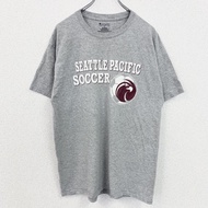古著 Champion 短袖圓領印花 T 卹，西雅圖足球隊，灰色，L 碼