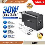 VIVAN 30W Fast Charging Charger Type C to Type C 30 Watt C30S C30SC