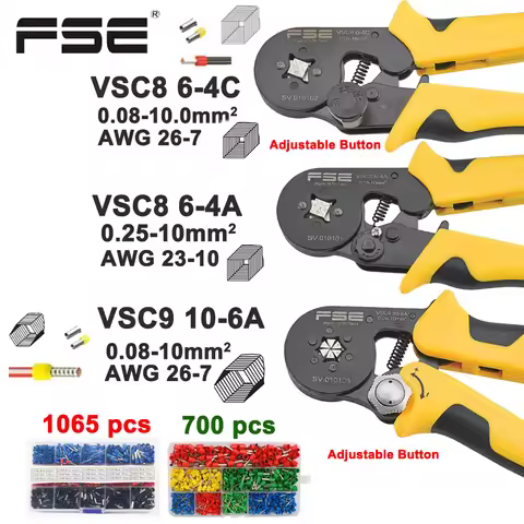 Crimping pliers VSC8 10-6A 6-4C VSC9 16-4A 0.08-16mm2 26-5AWG for tube type needle type terminal man