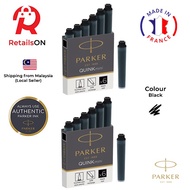 Parker Quink MINI Fountain Pen Ink Cartridges - Black / Mini Fountain Pen Ink Refill [1 Pack of 12] - Black (ORIGINAL)