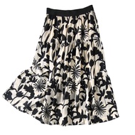 Chubby Meiyi Chiffon Skirt Floral Knee-Length S-2XL Pleated Elegant Long a-Line T231 7016