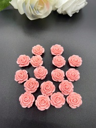 100 ชิ้น อุปกรณ์เสริมเรซินพื้นฐานสีชมพูน่ารักสวย วัตถุดิบชุด DIY ประกอบด้วย ดอกกุหลาบสีชมพู กิ๊บติดผ
