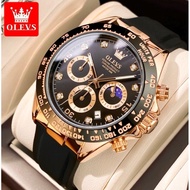 DAYTONA OLEVS New Mens Chronograph Watches Luxury Sports Watch Men Black Silicone Strap Quartz Watch