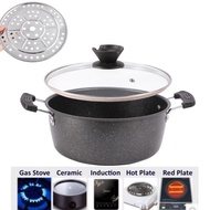 26cm Maifan Stone Kitchen Cooking Pot Bowl Non Stick Cookware with Lid Steamer Plate