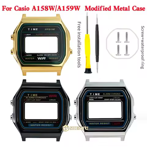 For Casio A158 F-91 A159W-N1 Stainless steel caseRetro small square Fashion Modification upgrade met