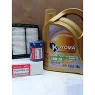 HONDA JAZZ, FIT 2007y AIR FILTER + OIL FILTER + KOYOMA 0W20 FULLY SYNTHETIC ENGINE OIL