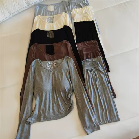 Autumn Sleepwear Nightwear Woman Pajama Set Pyjamas Pijama Wear Long Sleeve Sleep Comfortable Home S