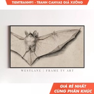 Wall painting, Halloween Frame TV Art Vintage Bat Sketch Drawing Gothic TVH17, comes with hanging na