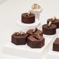 1pc Hexagon Walnut Wood Jewelry Stand, Wooden Jewelry Display Holder, Ring Display Rack Perfect Gift