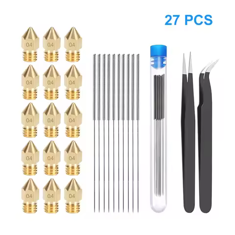 27/22 Pcs CR10 Mk8 Nozzle Cleaning Kit DIY Esd-15/12 Tweezers 0.4mm 1.75mm Stainless Steel Cleaning 