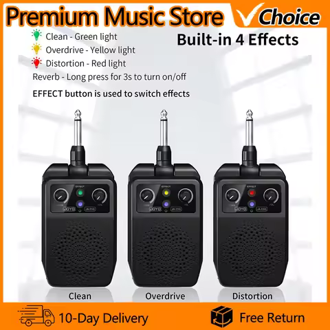 JOYO JA-05G Portable Guitar Plug Amplifier Built-in 4 Effects Plug and Play Mini Amp Speaker for Ele
