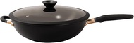 Meyer Nonstick Wok with Glass Lid, 12.5" Induction Compatible Stir Fry Pan, Hard Anodized Nonstick W