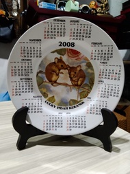 Piring Kalender Keramik 2008 Kuno Jadul Antik