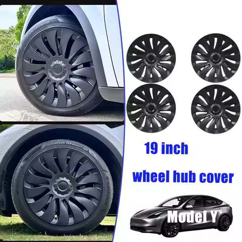 Black ABS Hub Caps 4PCS for Tesla Model Y /Model Y Juniper/ Model 3 /Model 3 Highland 18/19 Inch Rim