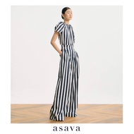 [asava ss25] Vesper Striped Palazzo Pants กางเกงผู้หญิง ขาบาน ขายาว เอวสูง กระเป๋าข้าง ซิปหน้า ผ้าลา