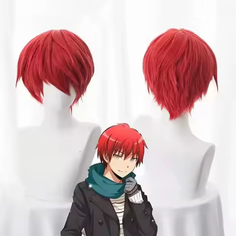 Anime Assassination Classroom Karma Akabane / Akashi Seijuro / Sasori Short Flame Red Cosplay Wig Co