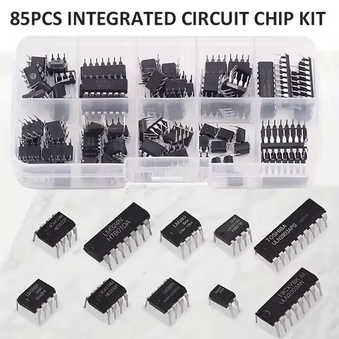 85PCS Integrated Circuit Chip Kit 10 Specifications IC-NE555 IC-LM324 IC-LM358 DIP Single Precision 