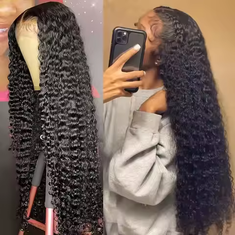 Black Color 13X4x1 HD Lace Frontal Synthetic Wig Ponytail Jerry Curly Preplucked Cosplay Daily Party